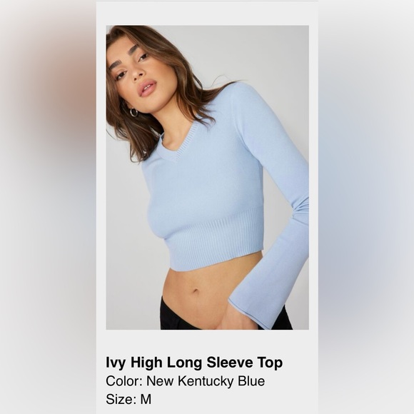 Cropped powder blue sweater - Picture 4 of 4